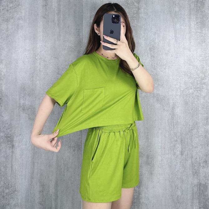 One Set Crop Pocket | Setelan Wanita Crop Top