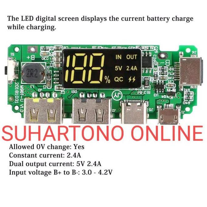 MODUL DIY LCD USB 2.4A POWER BANK POWERBANK