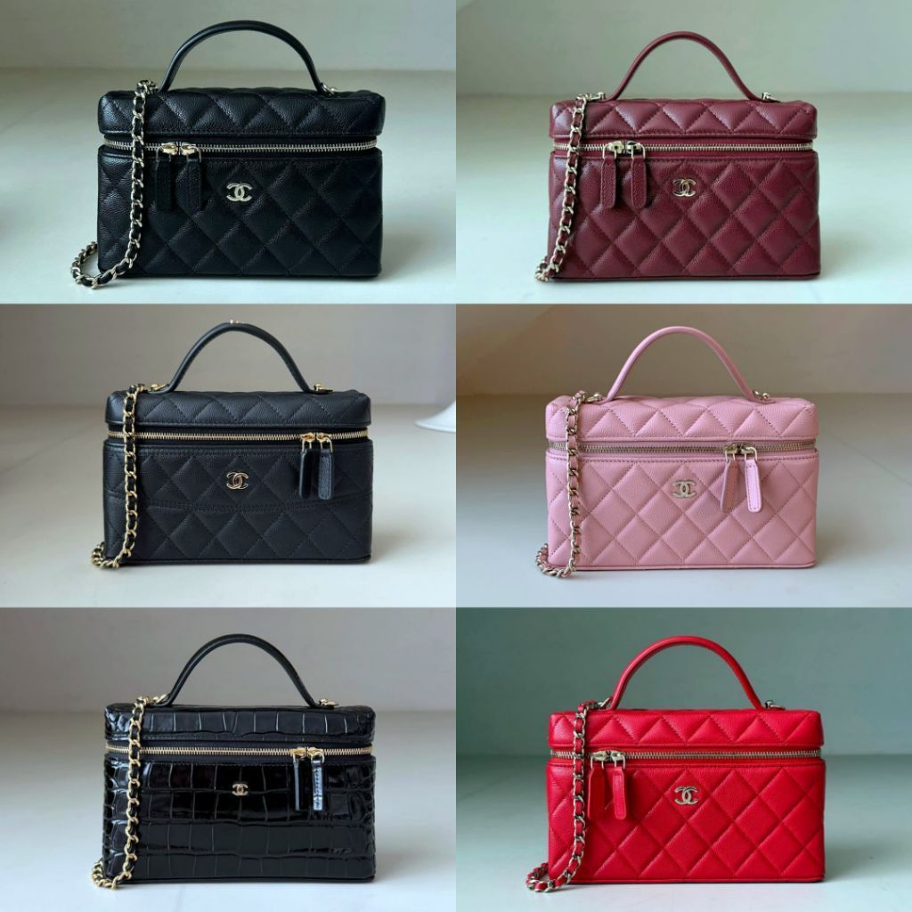 Chanel Long Vanity Top Handle Bag With Long Chain Detachable