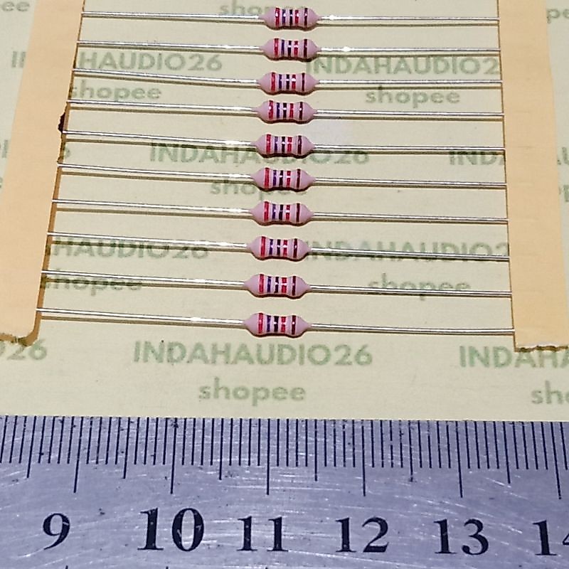 PINK 27K 1/4W 1% kaki tembaga resistor 27 k 1/4 watt  27 kilo ohm 1/4 w 1/4watt 1 persen 27k seperem