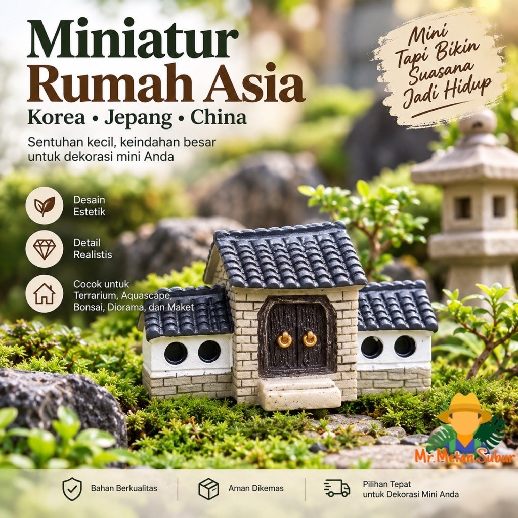 Miniatur Rumah Asia– Dekorasi Bonsai, Terrarium, Aquascape, Diorama & Maket