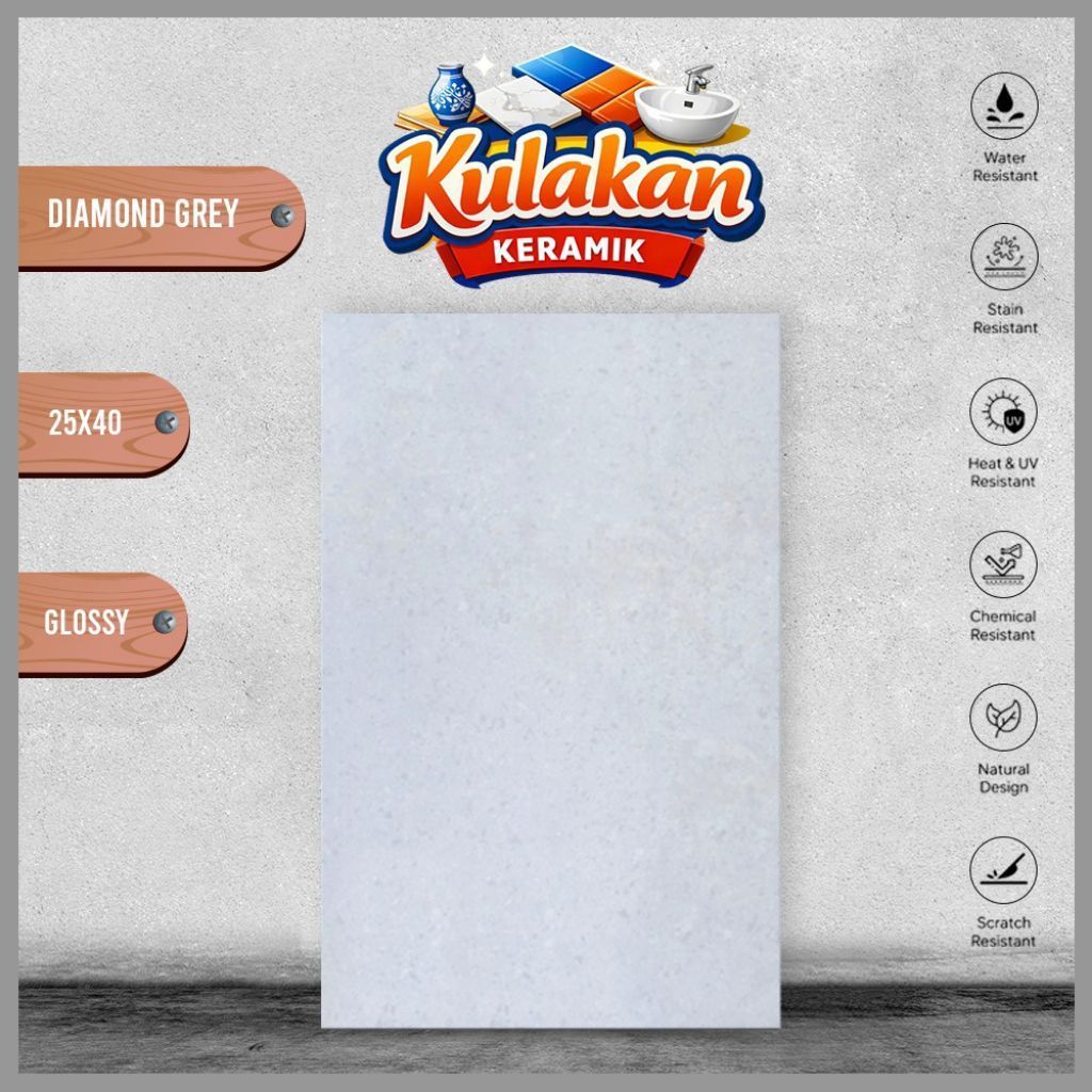 Keramik Dinding Kilap Signature 25x40 Diamond Grey