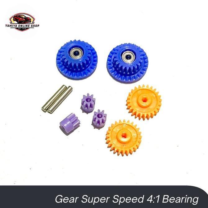 Putriangkasapera - Rep Tamiya 15355 Gear Super Speed 4:1 Bearing Gear Biru Orange Gear Double Shaft 