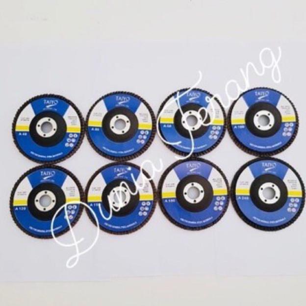 Flap Disc 4" TAIYO 40 60 80 100 120 150 180 240 - Amplas Tumpuk 100x16mm Amplas Gerinda Flap Disk