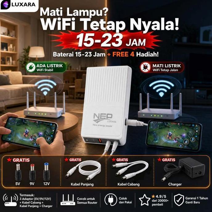 [terlaris] LUXARA UPS 12V 1.5A Mini UPS Baterai Cadangan - Anti Mati Listrik untuk WiFi Router Modem
