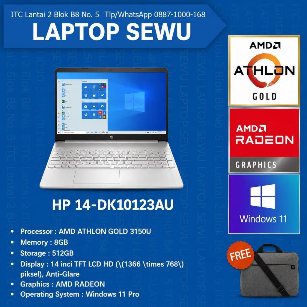 hp 14-dk10123au amd athlon gold 3150u 8 gb ssd 512 gb