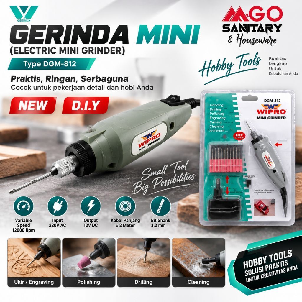 WIPRO GERINDA MINI DC / MINI DIE GRINDER SET  12V & 18vV / HOBBY TOOLS