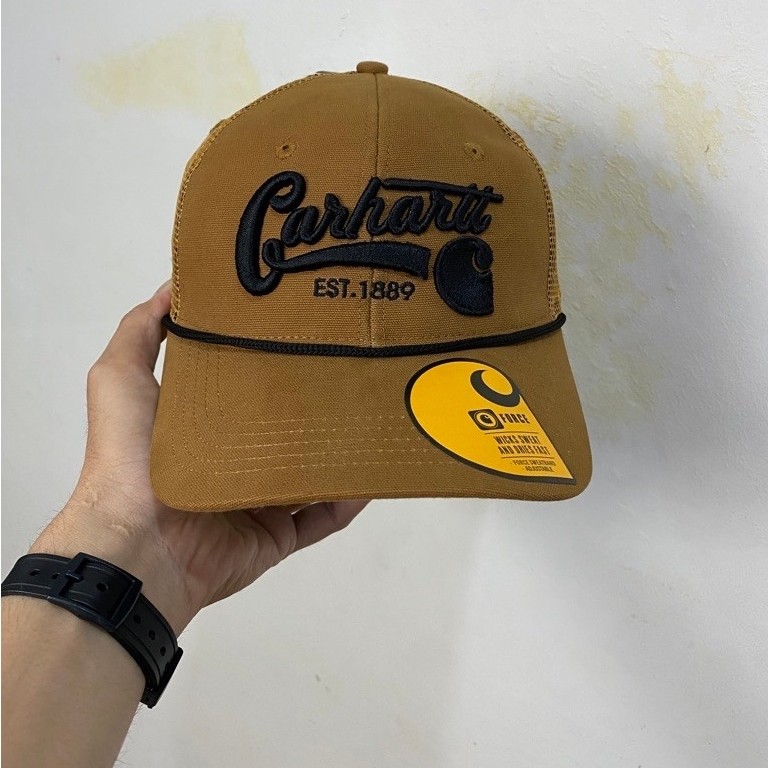 topi Jaring Carhartt brown Embordir Bnwt Original