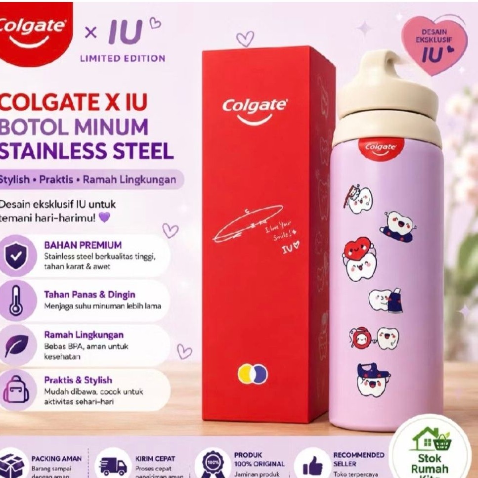 IU x COLGATE Kit Tumbler Panas Dingin Optic White Purple