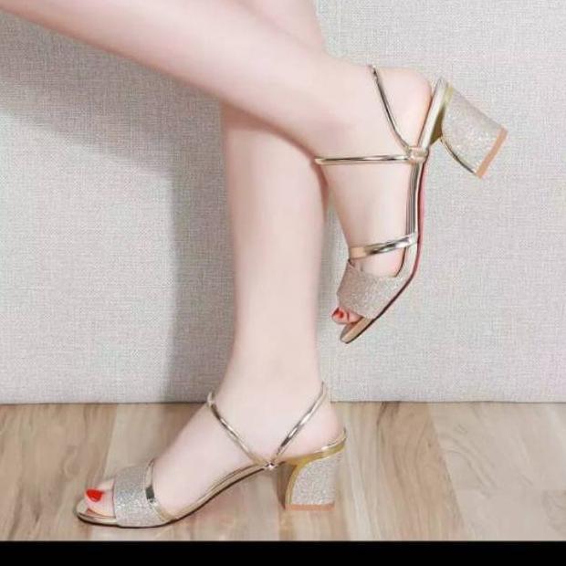 Harga Spesial Sepatu Hak Pump Heels 7Cm Shoes Import Bartier Ladies Emor Gold  Silver Hitam