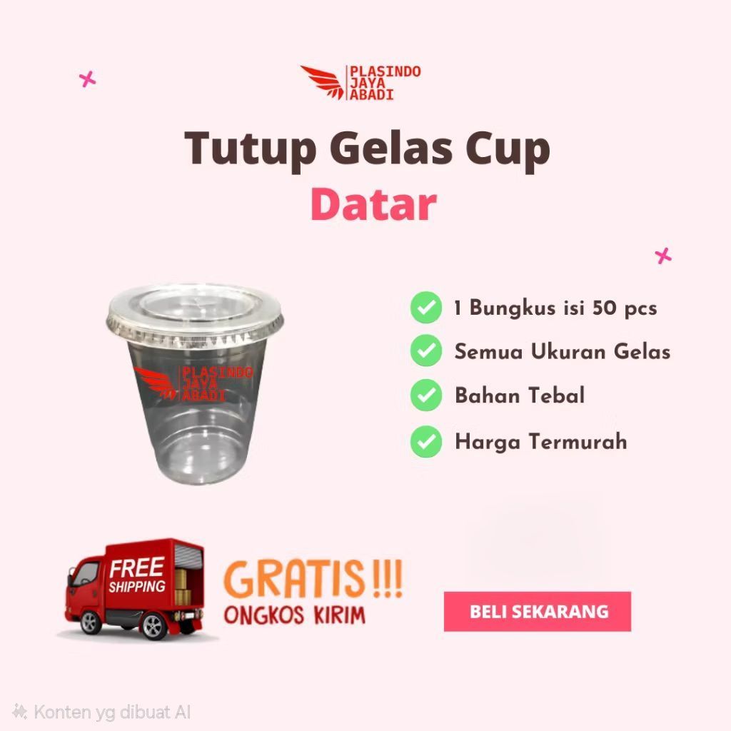Tutup Gelas Cup Plastik Datar 12 14 16 22 oz isi 50pcs | Glassindo