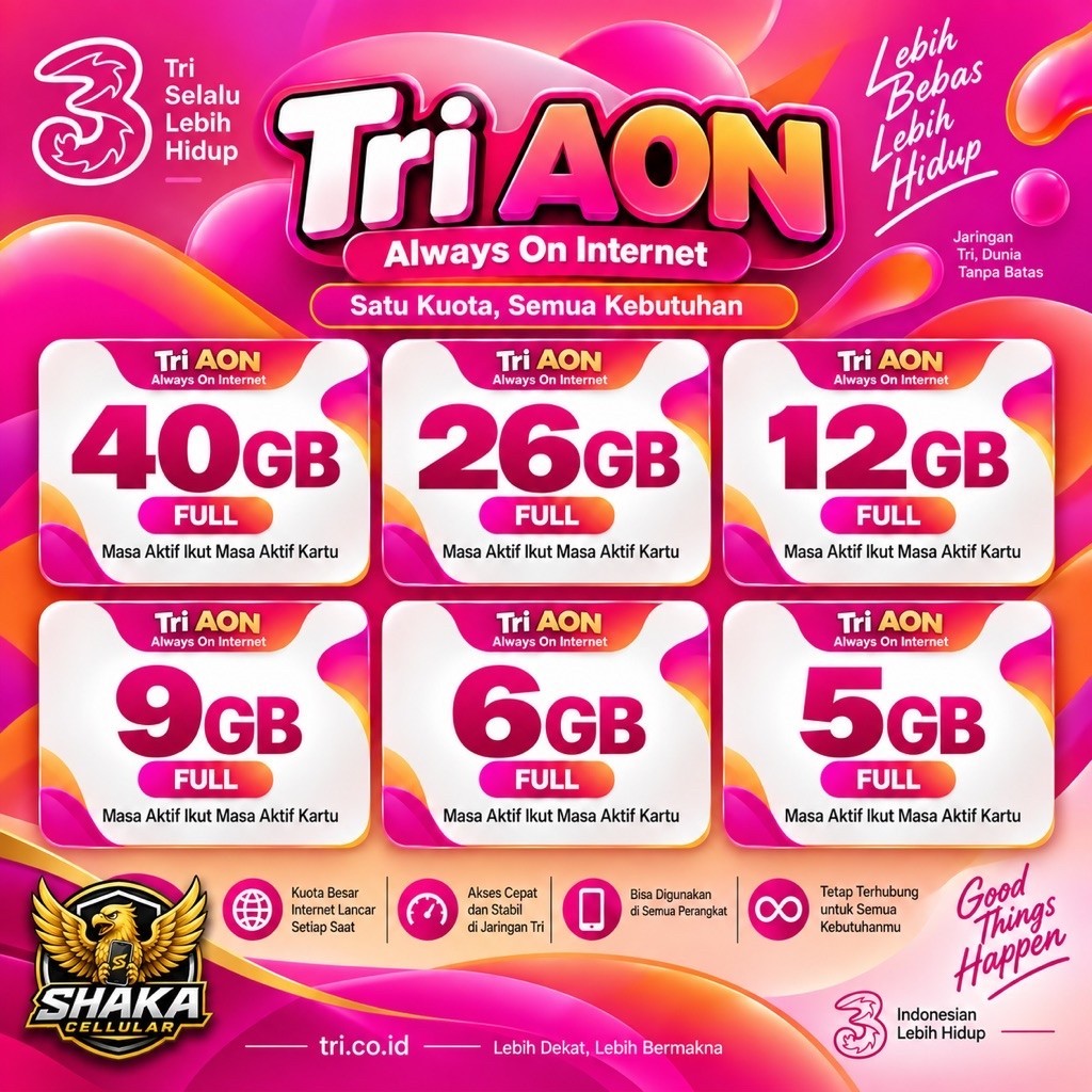 Paket Data Tri Aon Semua wilayah