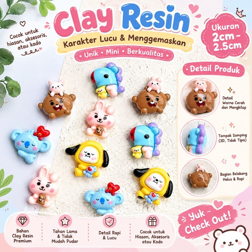 CLAY RESIN DIY KARAKTER BTS GROSIR INPOR PREMIUM CLAY RESIN DIY
