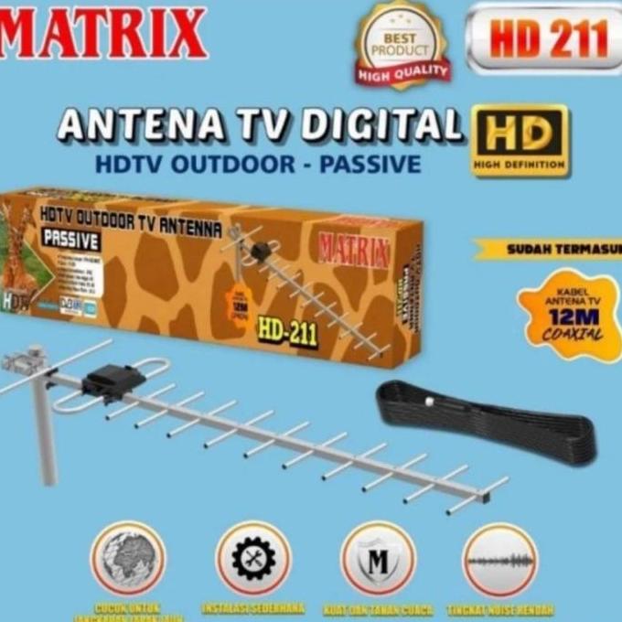 Matrix Hd211 Antena Tv Digital + Booster Hd 211 / Hd-211 (Free Kabel)