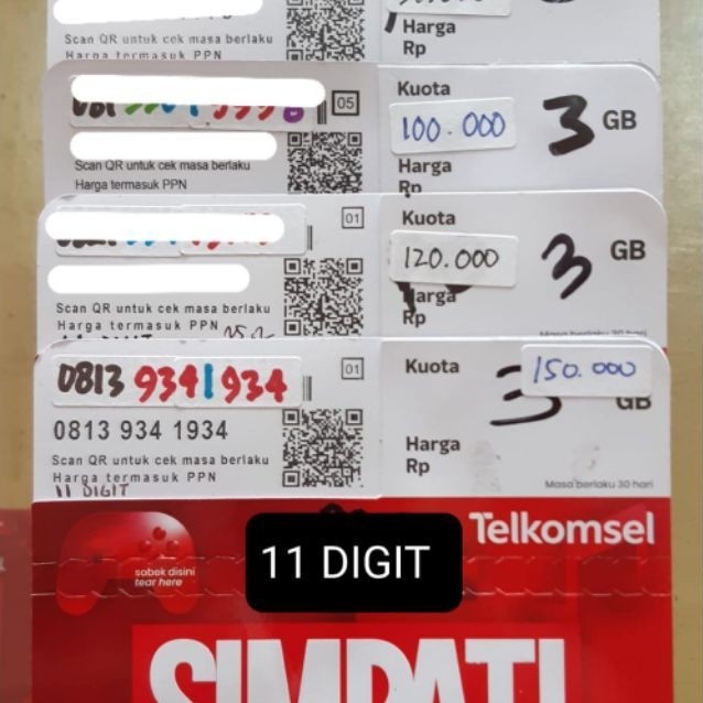 Nomor Cantik/ Nocan Telkomsel 11 digit Triple 9, 7/ Angka besar