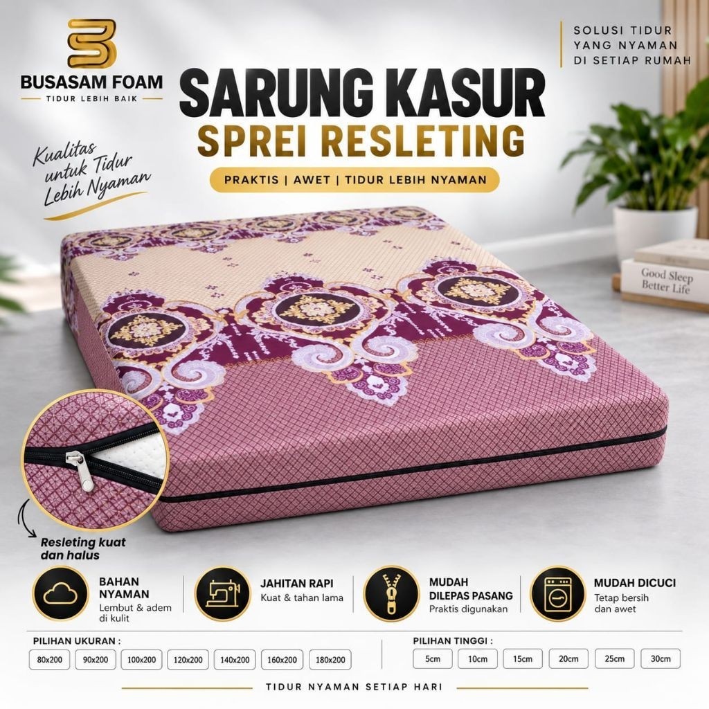 SARUNG KASUR BUSA COVER KASUR SPREI RESLETING KASUR SPON