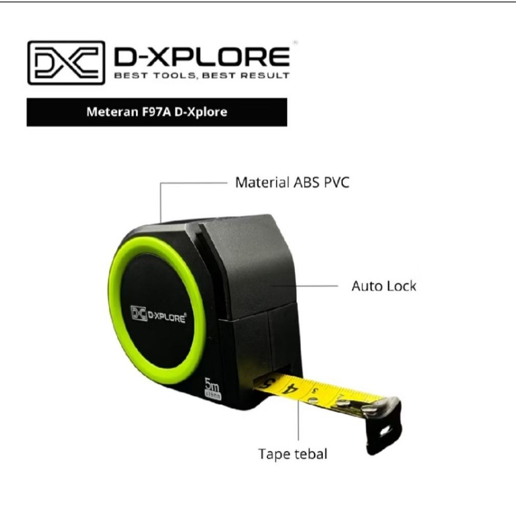 D-XPLORE METERAN KARET Uk 5m / AUTO STOP / AUTO LOCK / ROL METER / METERAN TUKANG