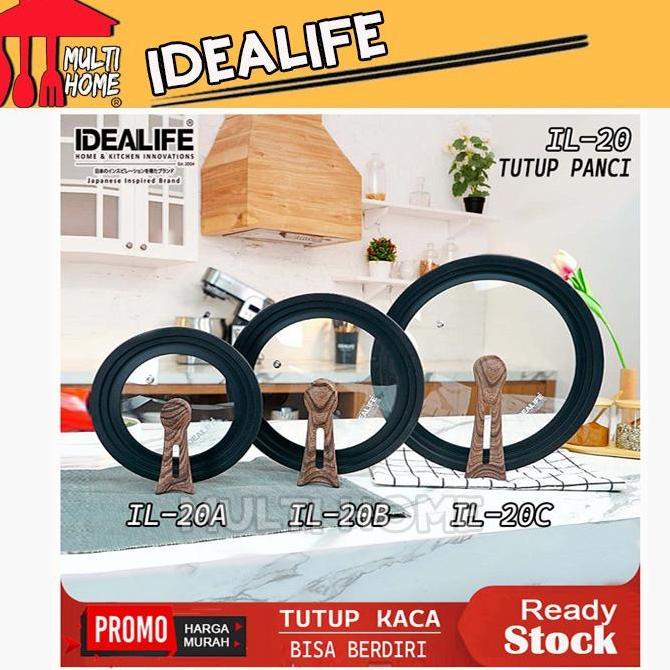 Idealife Tutupan Panci Idealife Multi Size Glass Cookware Lid