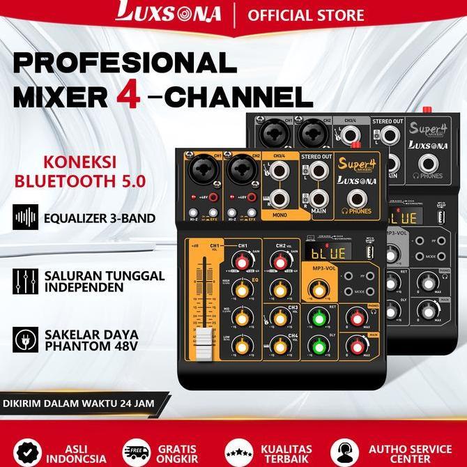 Musica- Luxsona Mixer Audio 4 Channel Profesional Mini Mixer Amplifier Sound Card Usb Bluetooth Mixe