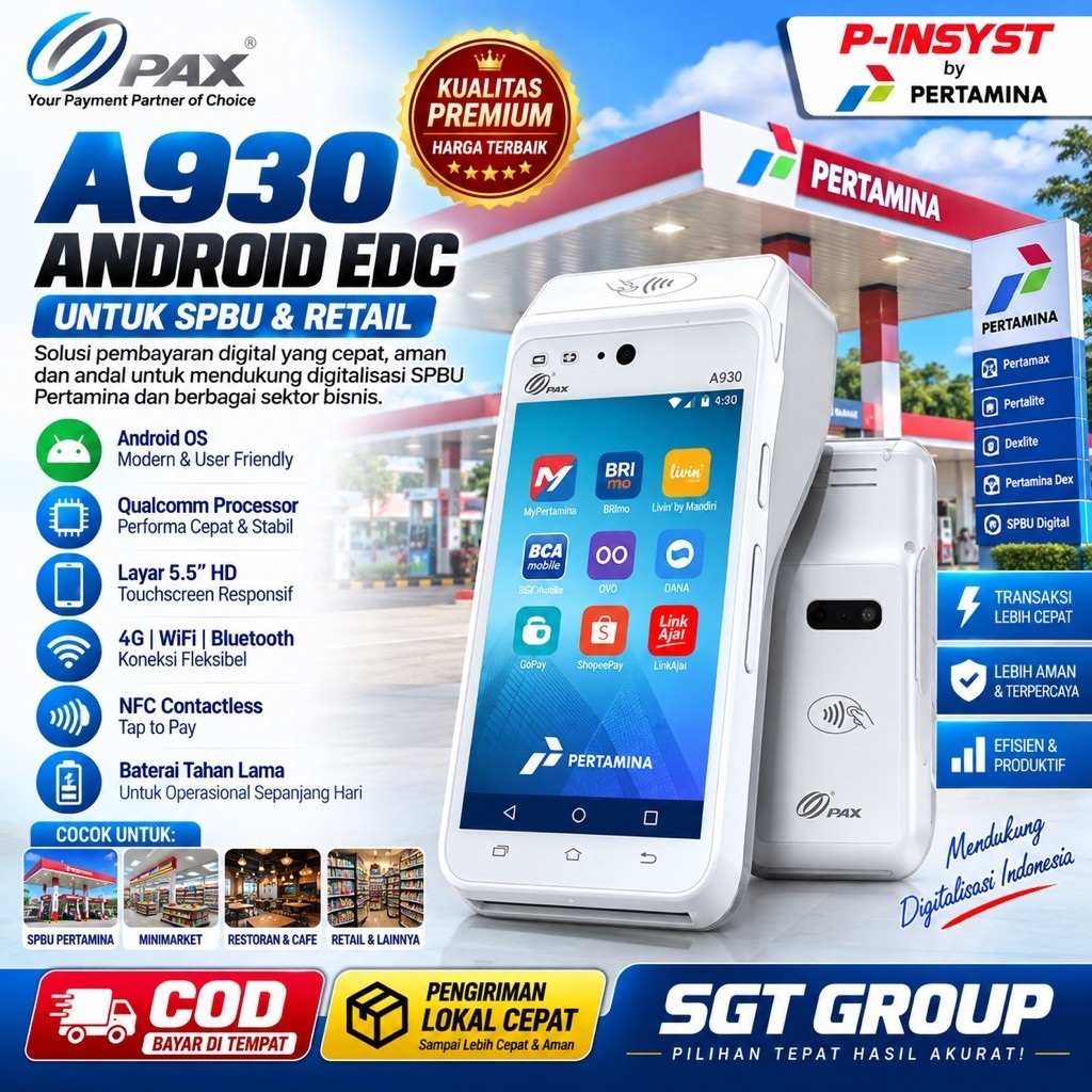 MESIN KASIR ANDROID EDC PAX A930 SPBU PERTAMINA A-930 EDC PAX MODEL HAUSJO