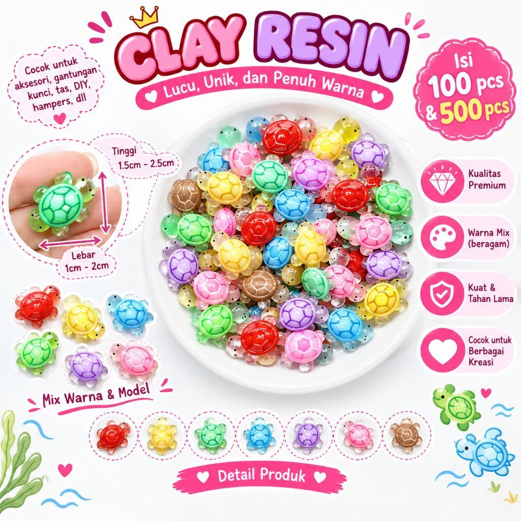 RESIN CLAY KARAKTER KURA-KURA CLAY INPOR MANIK MANIK CLAY GROSIR