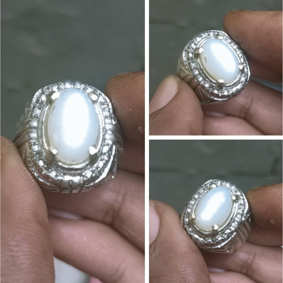 Batu cincin natural cat eyes moonstone duri bulan X33