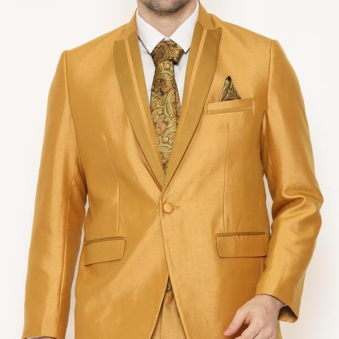 Jas Pria Semi Wool Shining Setelan Jas Pengantin Pria Bahan Tebal - YUNG