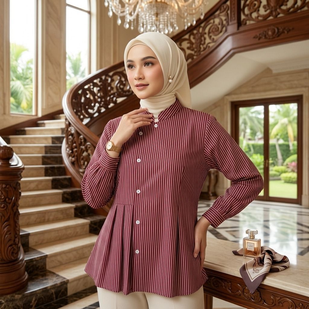 Atqiya Blus Wanita Elegan dan Nyaman untuk Kegiatan Sehari-hari Atasan Muslim dengan Desain Fleksibe