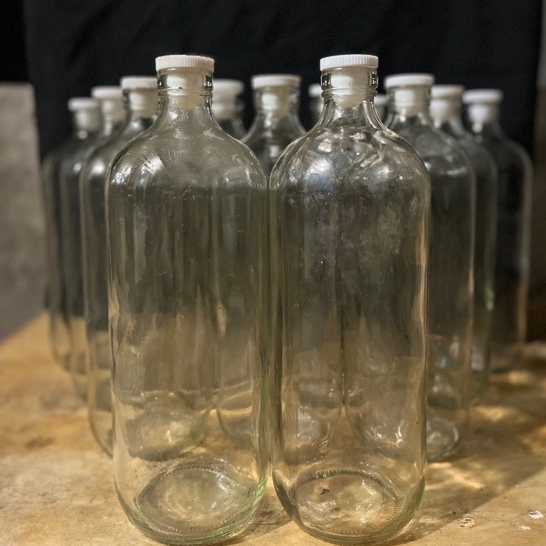 Botol Kaca 1L Baru Tutup Plastik Polos 1000ML