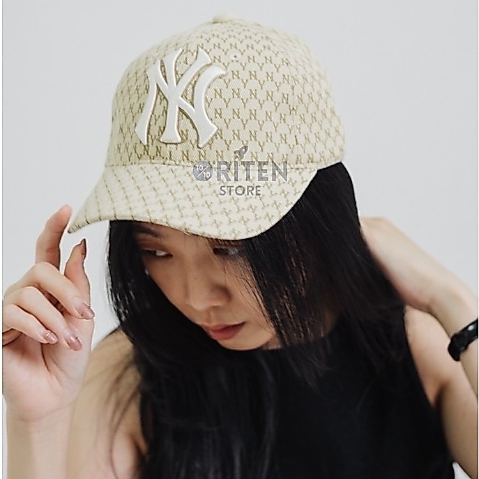 MLB NY Yankees Monogram Ball Cap Cream Original / Topi MLB Authentic