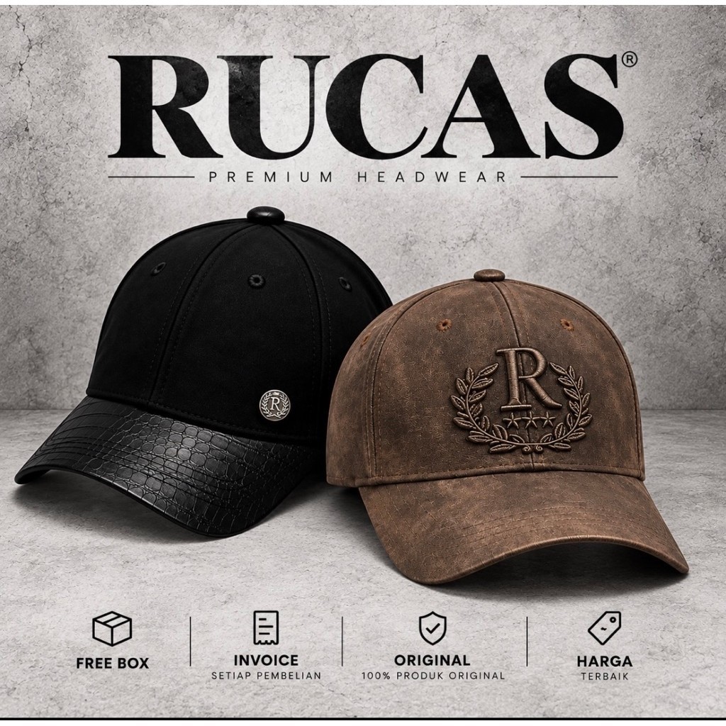 100% Original Topi Rucas crown denim leather Gradient grey black pink white blue dark brown
