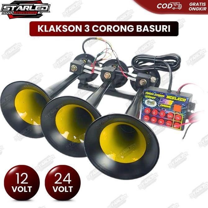 TERBARU Klakson Telolet 3 Corong Basuri Modul Telolet dan Modul 56 Nada 12V-24V