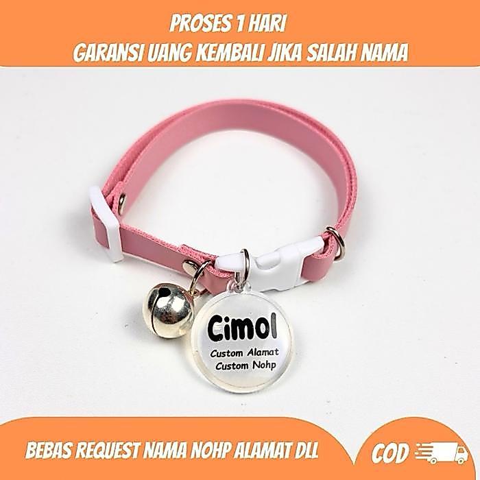 Promo Kalung Kucing Kulit Custom Nama Nohp Alamat Sesuai Keinginan Packing Aman