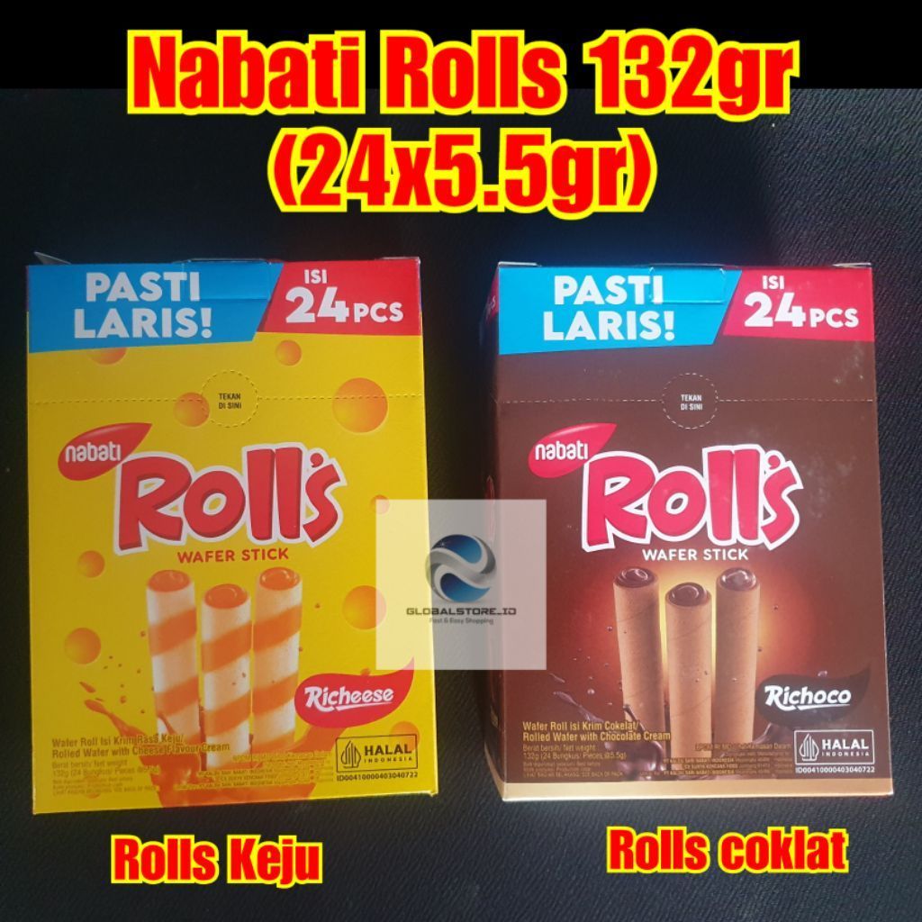 Richeese nabati rolls keju / richoco nabati rolls coklat 132gr