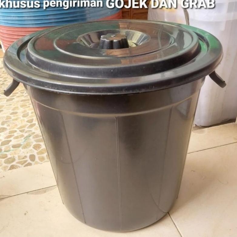 Ember tutup hitam 30 liter/tong air hitam 30 liter bahan plastik tebal