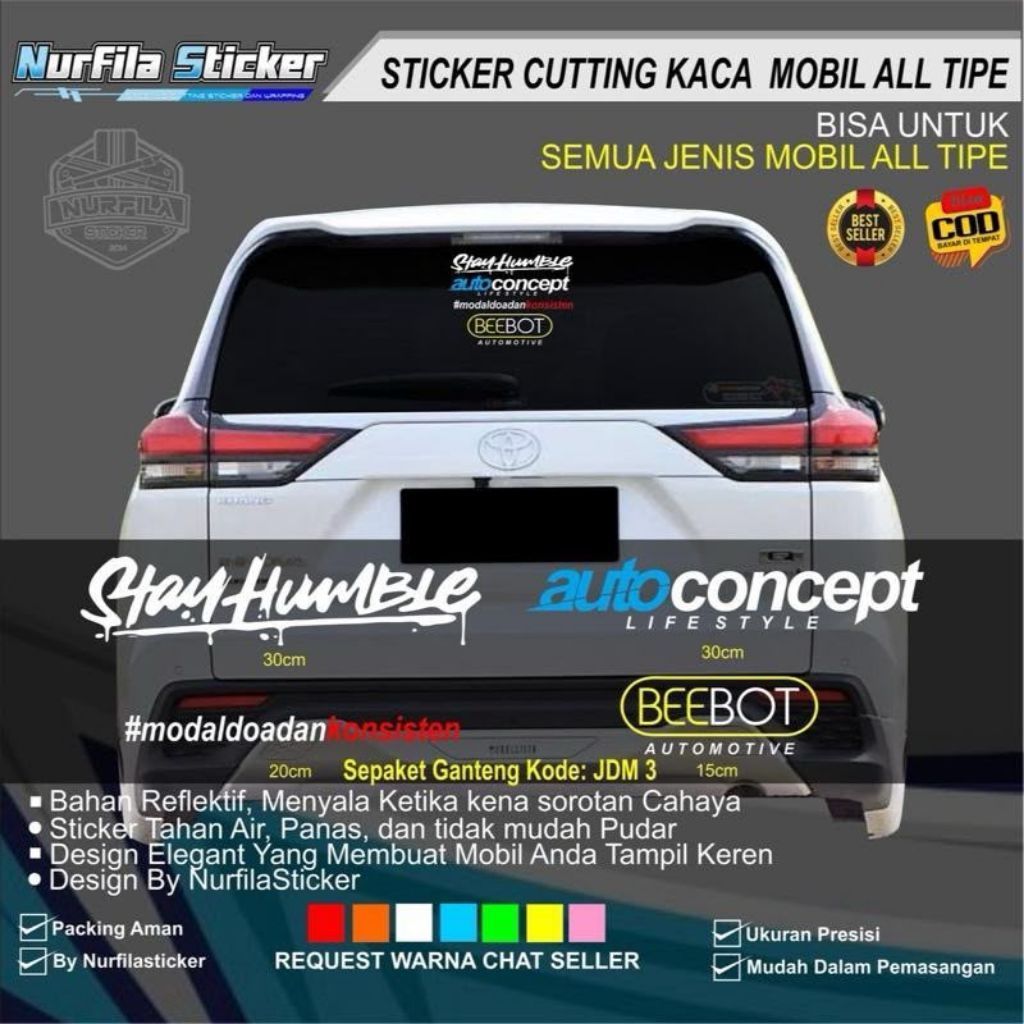 Stiker sepaket kaca mobil belakang sponsor | stiker sponsor racing