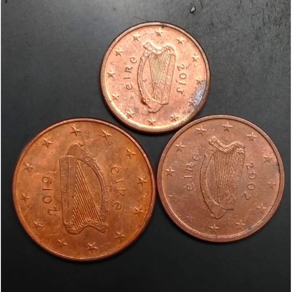 Set Koin Asing Irlandia euro cent 1 - 2 - 5 cents 3 keping