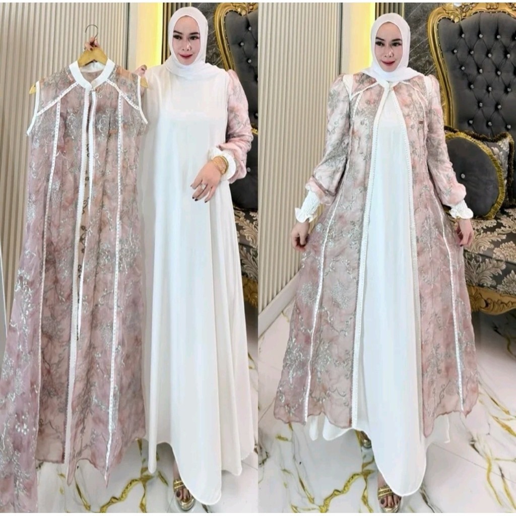 Zifa Fashion || Cod || Cindy Dress VOL 2 Free Pashmina Realpic Siap Kirim || Gamis Rompi Marbella Mi