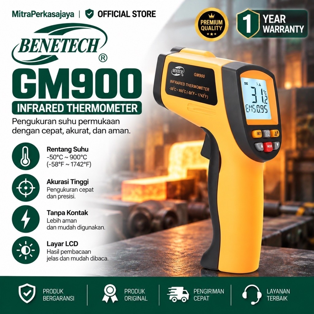Infrared Thermometer 900 Celsius Benetech GM900 Termometer Gun 900 GM