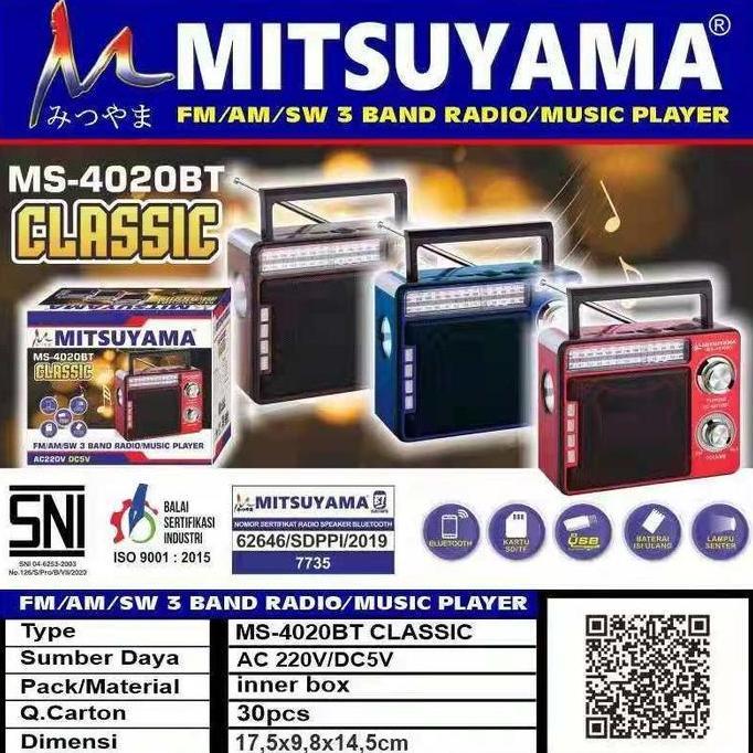Radio bluetooth Mitsuyama MS 4020BT Classic. MURAH