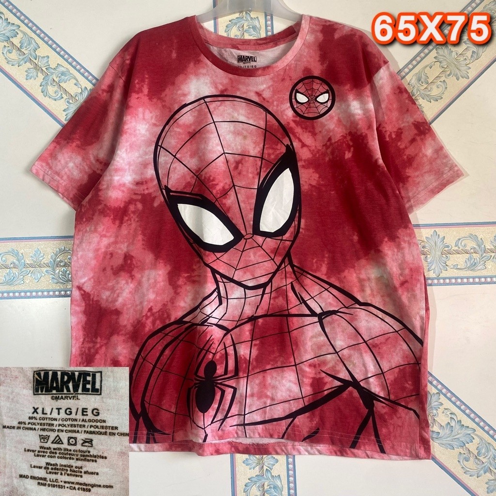 Kaos Marvel original Spiderman AOP Tie Dye Merah Oversize Size XL Preloved