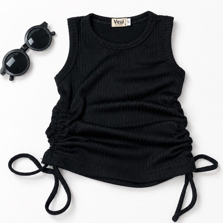 Atasan serut anak perempuan / tanktop serut anak Korean fashion / rib knit
