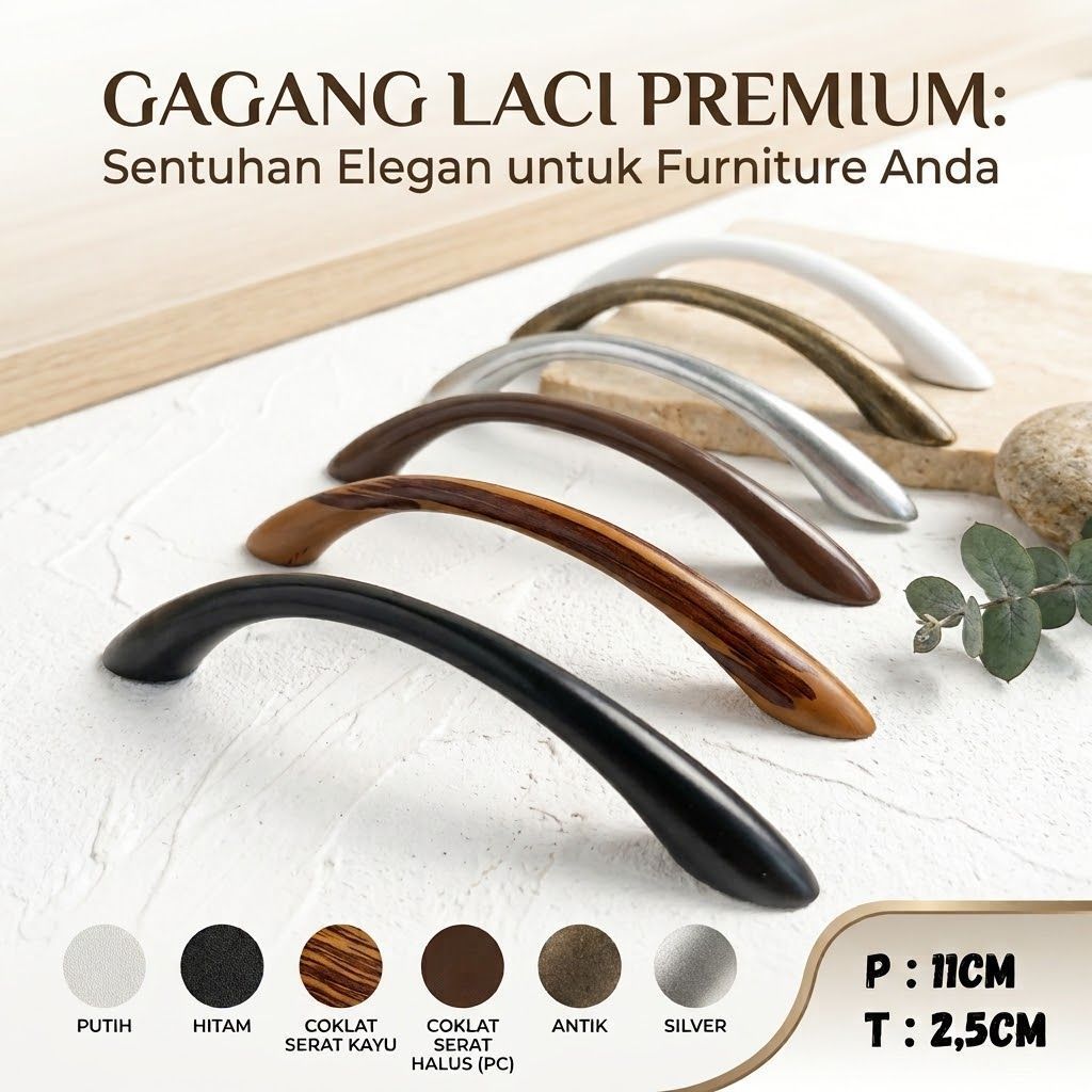 Handle Laci Tarikan Gagang Pintu Aluminium Pipa Kecil Jendela Dapur Minimalis Anti Karat