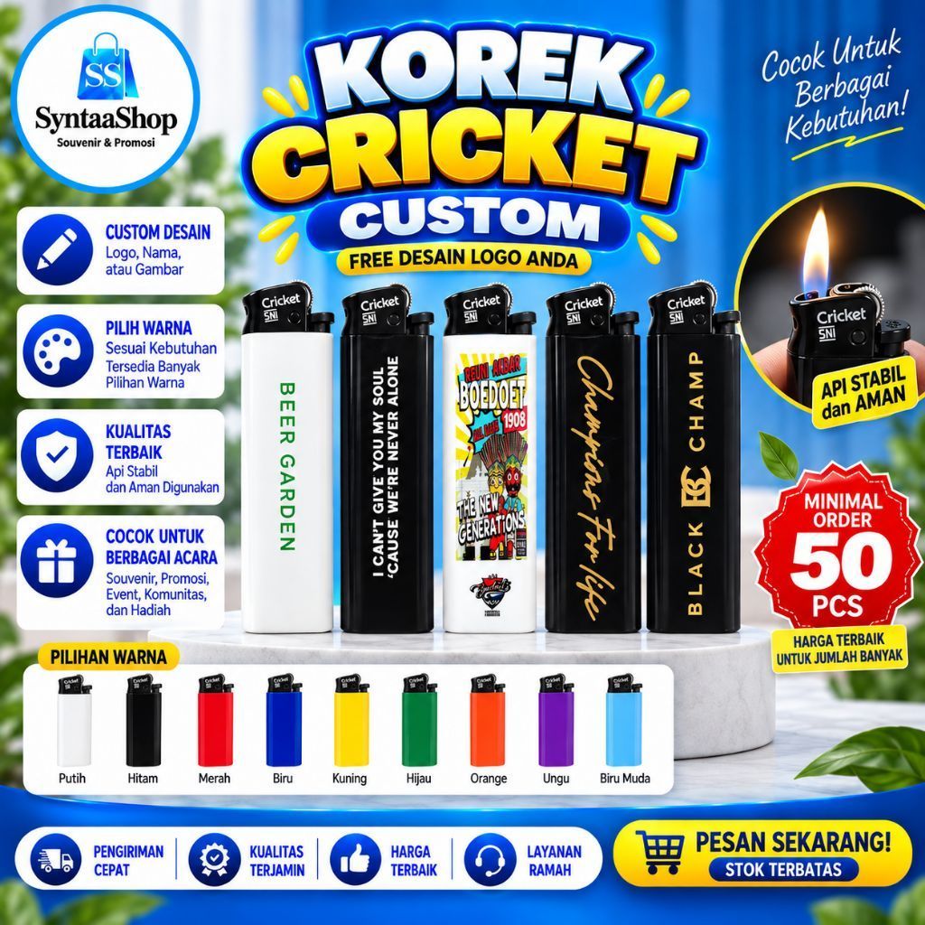 Sablon Korek Api Cricket | Korek Api Custom | Souvenir Korek