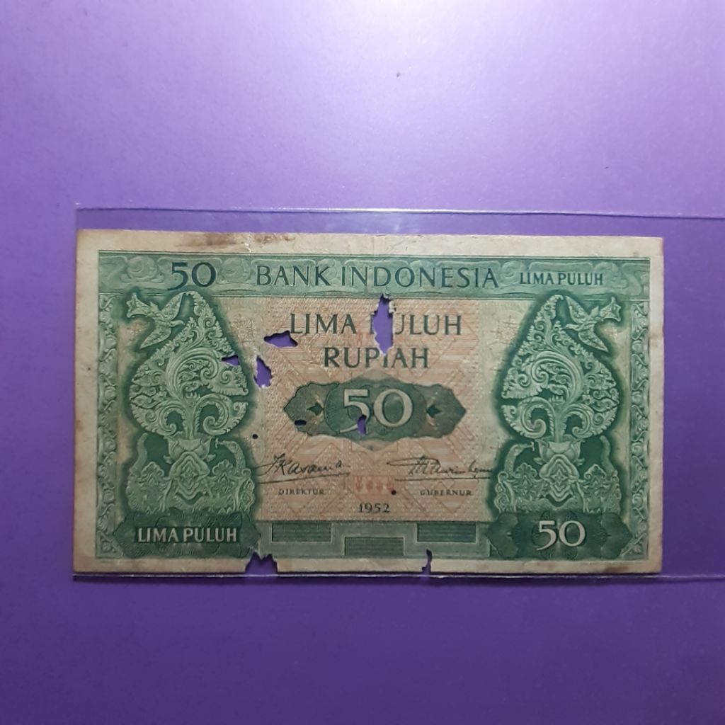 uang kuno 50 rupiah budaya 1952
