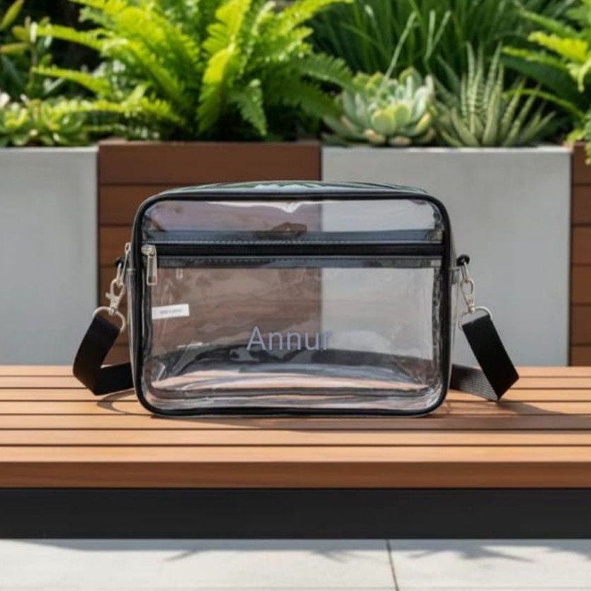 Tas selempang PVC transparan.wanita/pria
