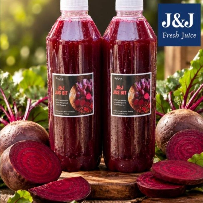 Jus bit 1 liter j&j jus buah bit/ jus tambah darah alami /jus detox/ jus anemia /buah bit segar tanp