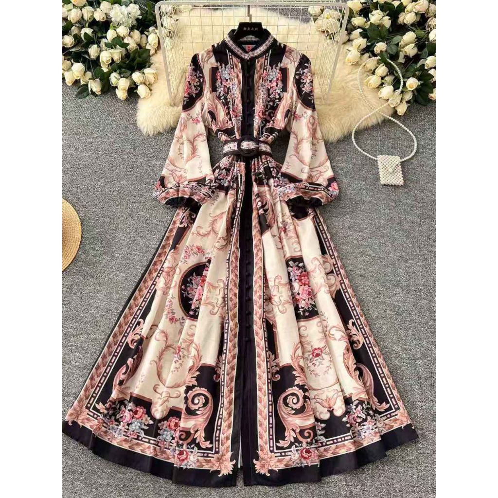 June4i LD28 READY STOK maxi dress gamis motif batik panjang elegant katun premium halus wanita dewas