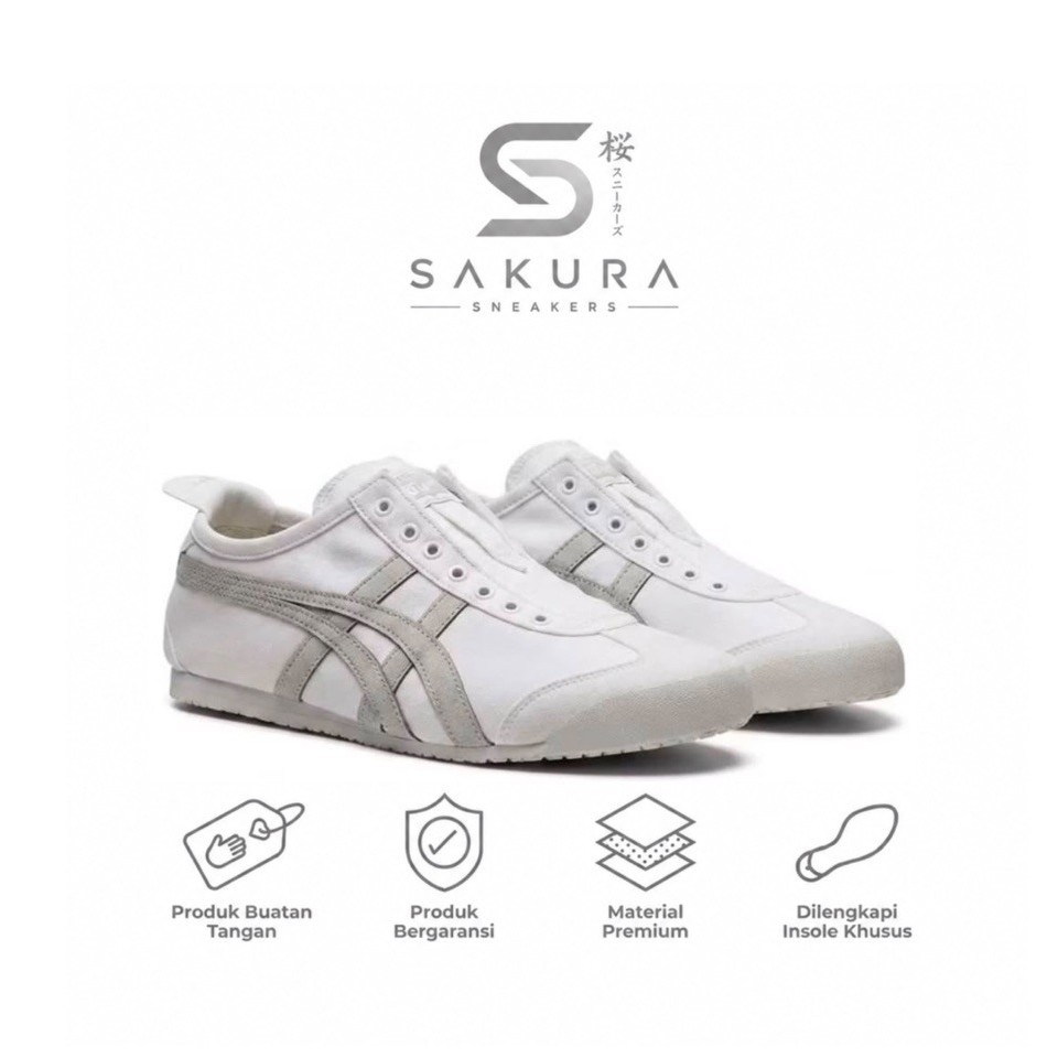 Sepatu Pria Wanita Sneakers Onitsuka Tiger Slip On Kanvas White Saga