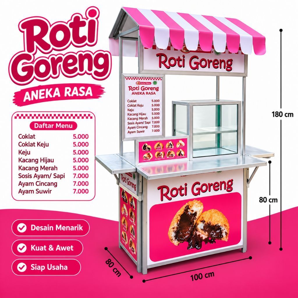 Booth Portable atap Segitiga + Etalase Kotak